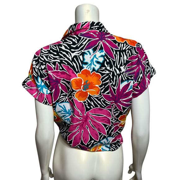 Michele Leslie Colorful Tropical Floral Button-Up Shirt - Size L - Picture 3 of 7